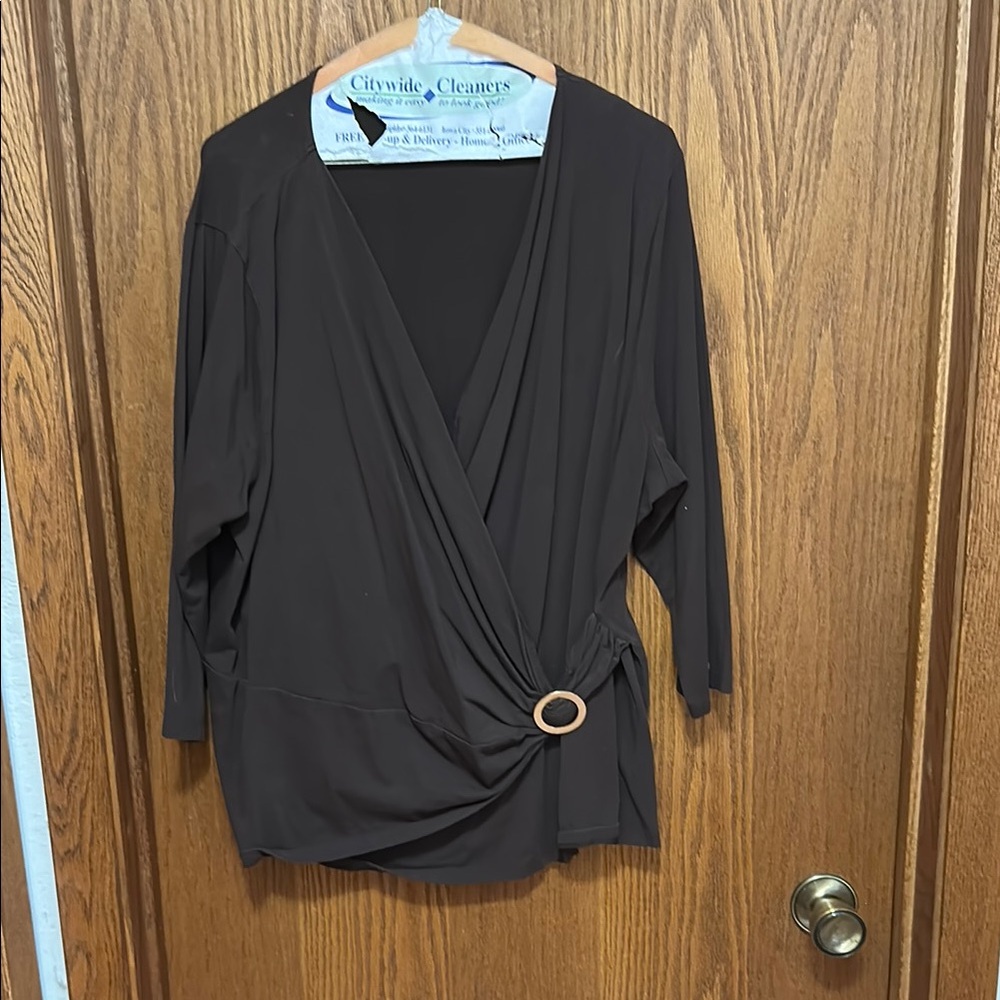 Elegant Brown Wrap Top